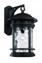  40372 BK - Boardwalk Collection 1-Light, Hook Hanging Wall Lantern with Water Glass